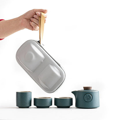Travel Tea Set Ceramic Portable – Lucky Chinoiserie 4-Piece