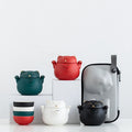 Travel Tea Set – Maneki Neko Ceramic Teapot & 2 Cups with Bag