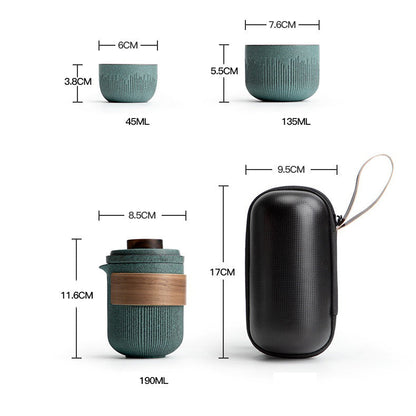 Travel Tea Set Bluestone Glaze Celadon 190ml Portable With Bag