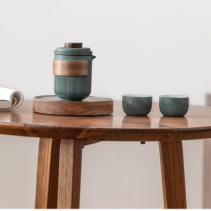 Travel Tea Set Bluestone Glaze Celadon 190ml Portable With Bag