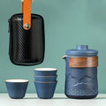 Travel Tea Set Ceramic Nested – Mountain Design 4 Cups & Bag