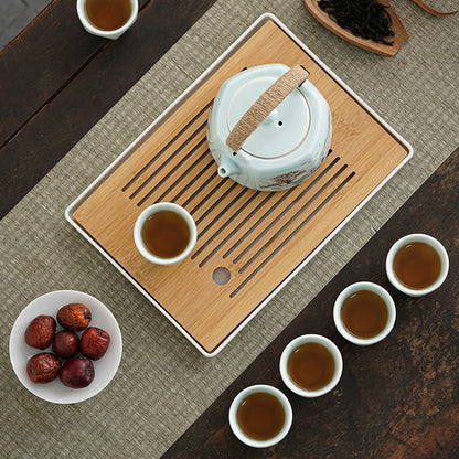 Tea Set Mikawachi-yaki Porcelain Teapot with Cups & Tray