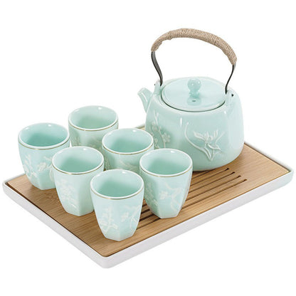 Tea Set Mikawachi-yaki Porcelain Teapot with Cups & Tray
