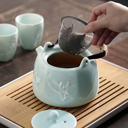 Tea Set Mikawachi-yaki Porcelain Teapot with Cups & Tray