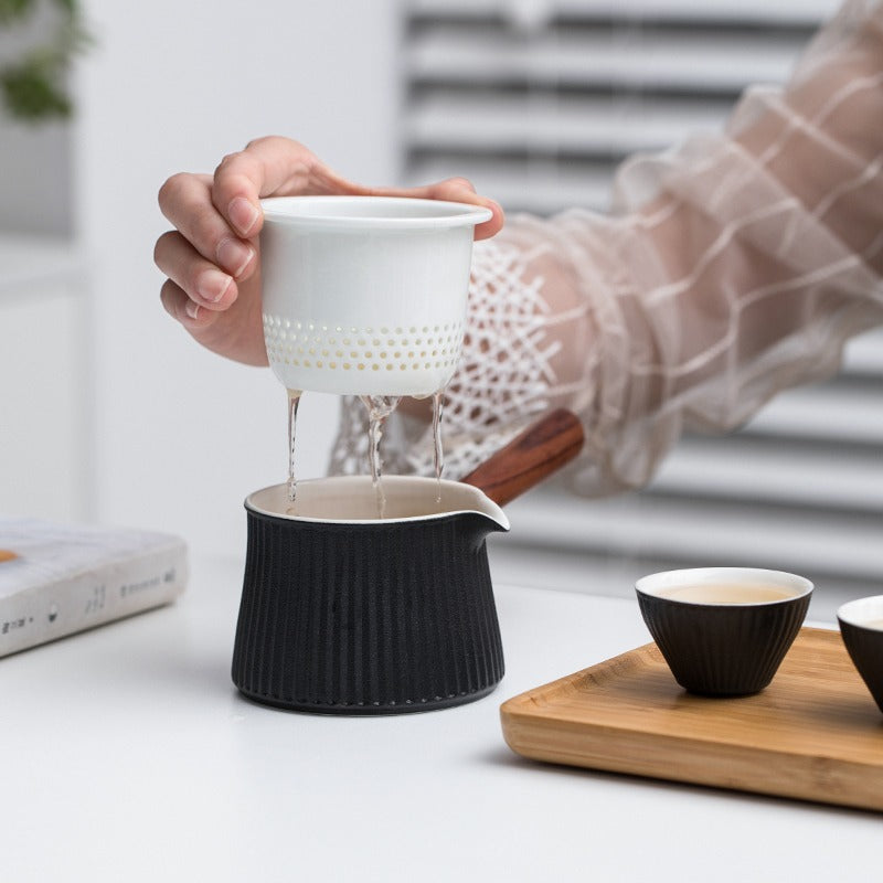 Travel Tea Set Japanese Porcelain Gongfu Teapot 3 Cups & Bag