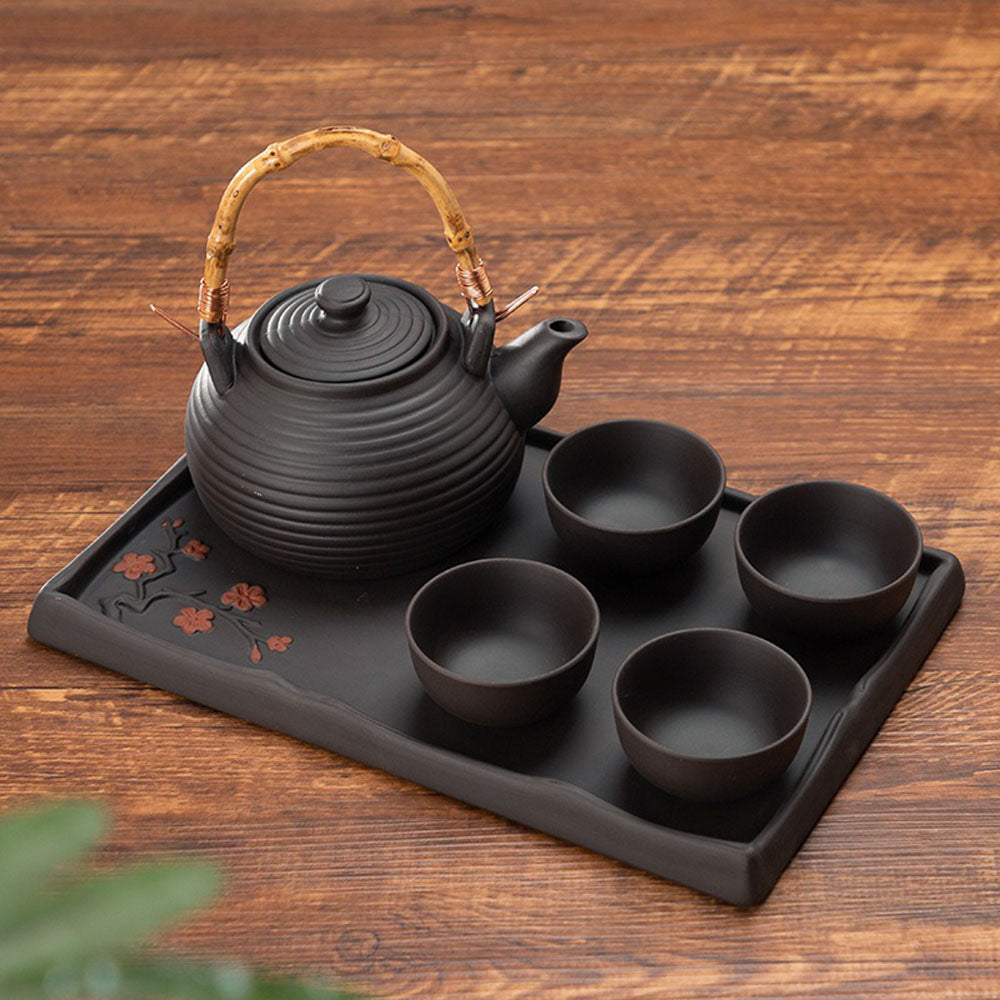 Purple Clay Gongfu Tea Set with Warmer & Tray | 7-Piece
