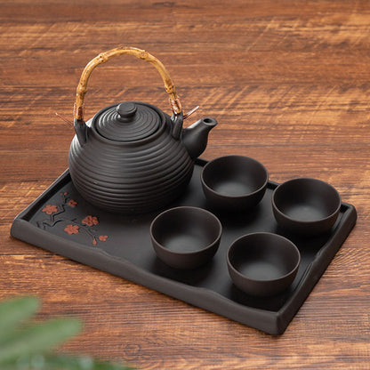 Purple Clay Gongfu Tea Set with Warmer & Tray | 7-Piece