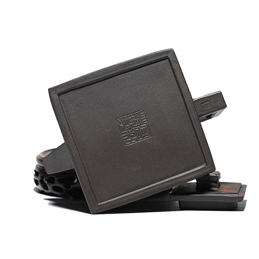 Square Teapot Yixing Black Clay Happiness Longevity 200ml Gift