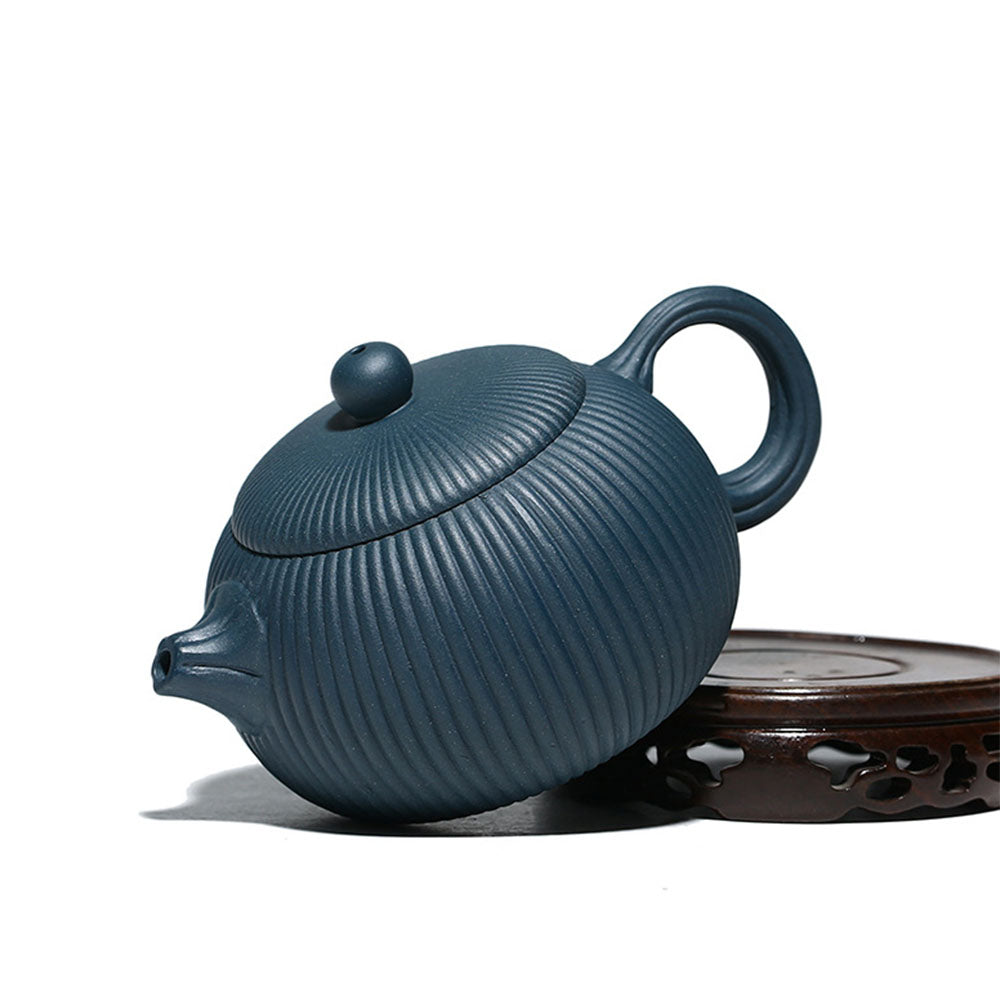 Purple Clay Teapot Yixing Sky Blue Xi Shi Stripe 335ml