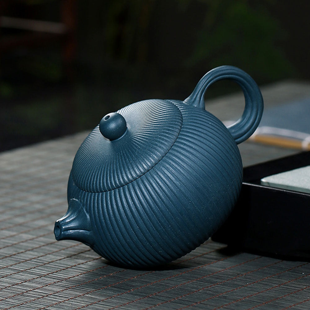 Purple Clay Teapot Yixing Sky Blue Xi Shi Stripe 335ml