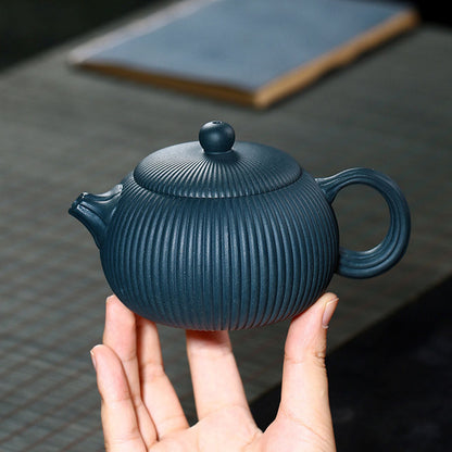 Purple Clay Teapot Yixing Sky Blue Xi Shi Stripe 335ml