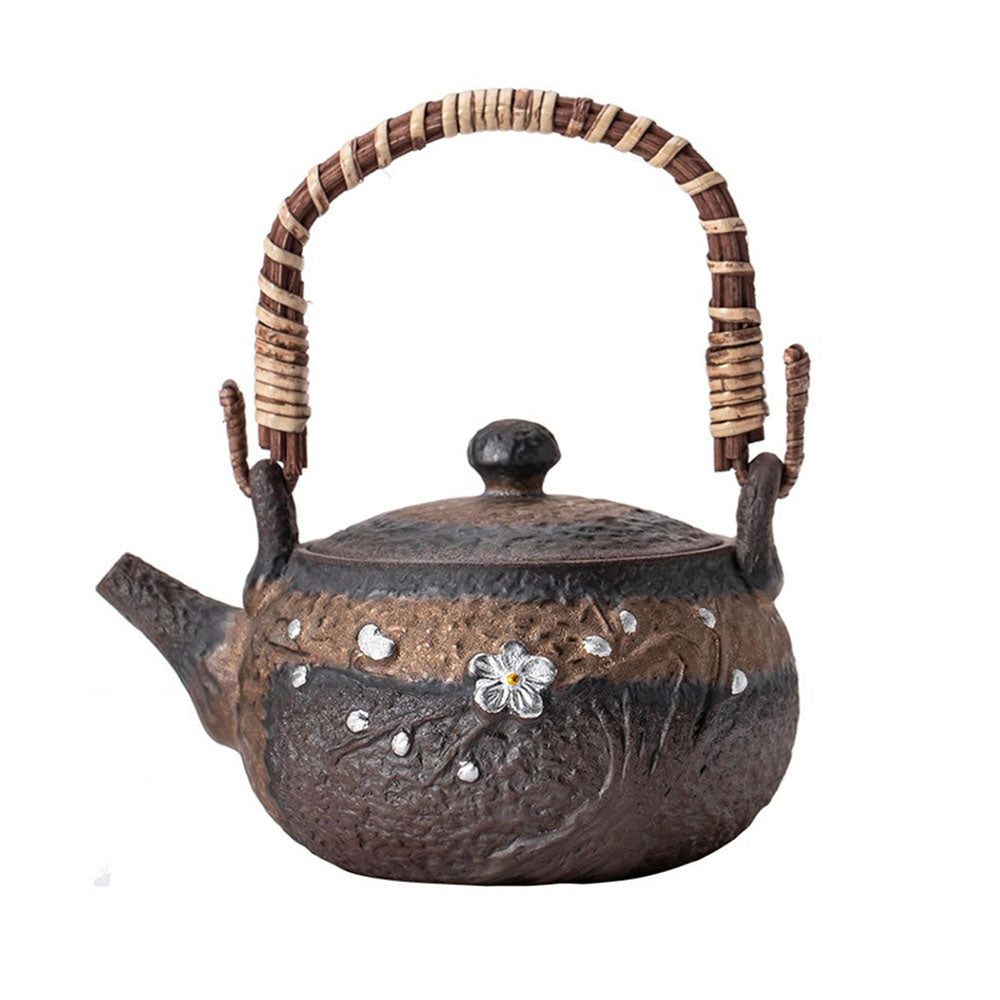 Iron Glaze Teapot Japanese Handmade Coarse Pottery 300ml