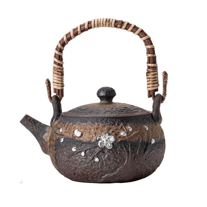 Iron Glaze Teapot Japanese Handmade Coarse Pottery 300ml