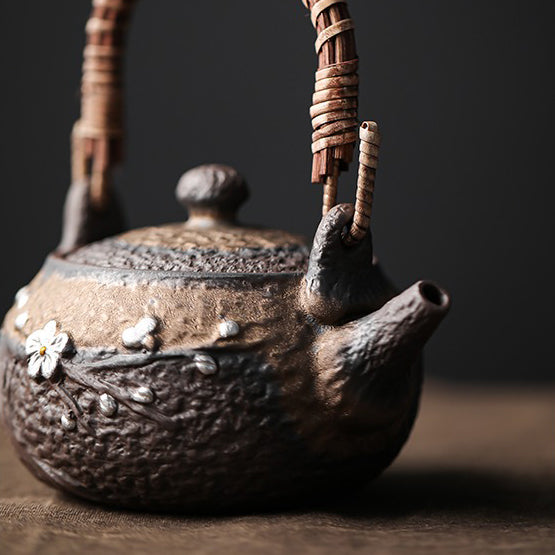 Iron Glaze Teapot Japanese Handmade Coarse Pottery 300ml
