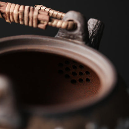 Iron Glaze Teapot Japanese Handmade Coarse Pottery 300ml