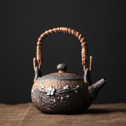 Iron Glaze Teapot Japanese Handmade Coarse Pottery 300ml