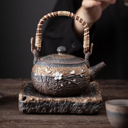 Iron Glaze Teapot Japanese Handmade Coarse Pottery 300ml