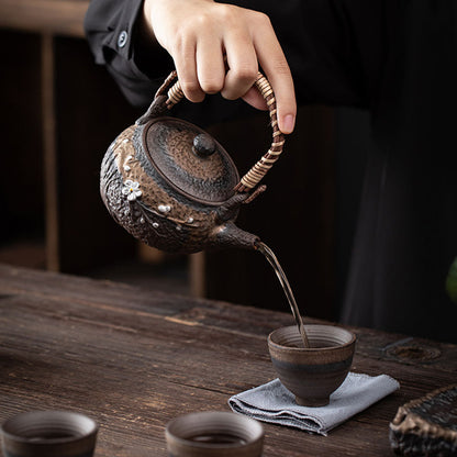 Iron Glaze Teapot Japanese Handmade Coarse Pottery 300ml
