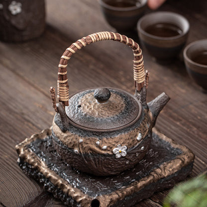 Iron Glaze Teapot Japanese Handmade Coarse Pottery 300ml