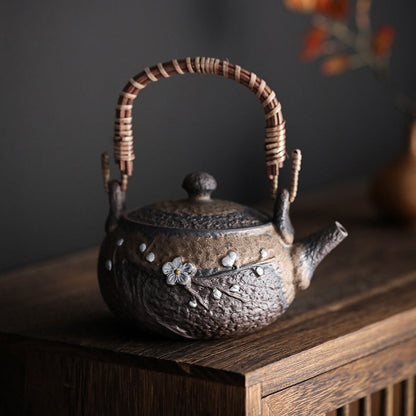 Iron Glaze Teapot Japanese Handmade Coarse Pottery 300ml