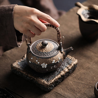 Iron Glaze Teapot Japanese Handmade Coarse Pottery 300ml