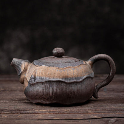 Iron Glaze Lotus Teapot Japanese Ceramic Kiln-Fired 270ml