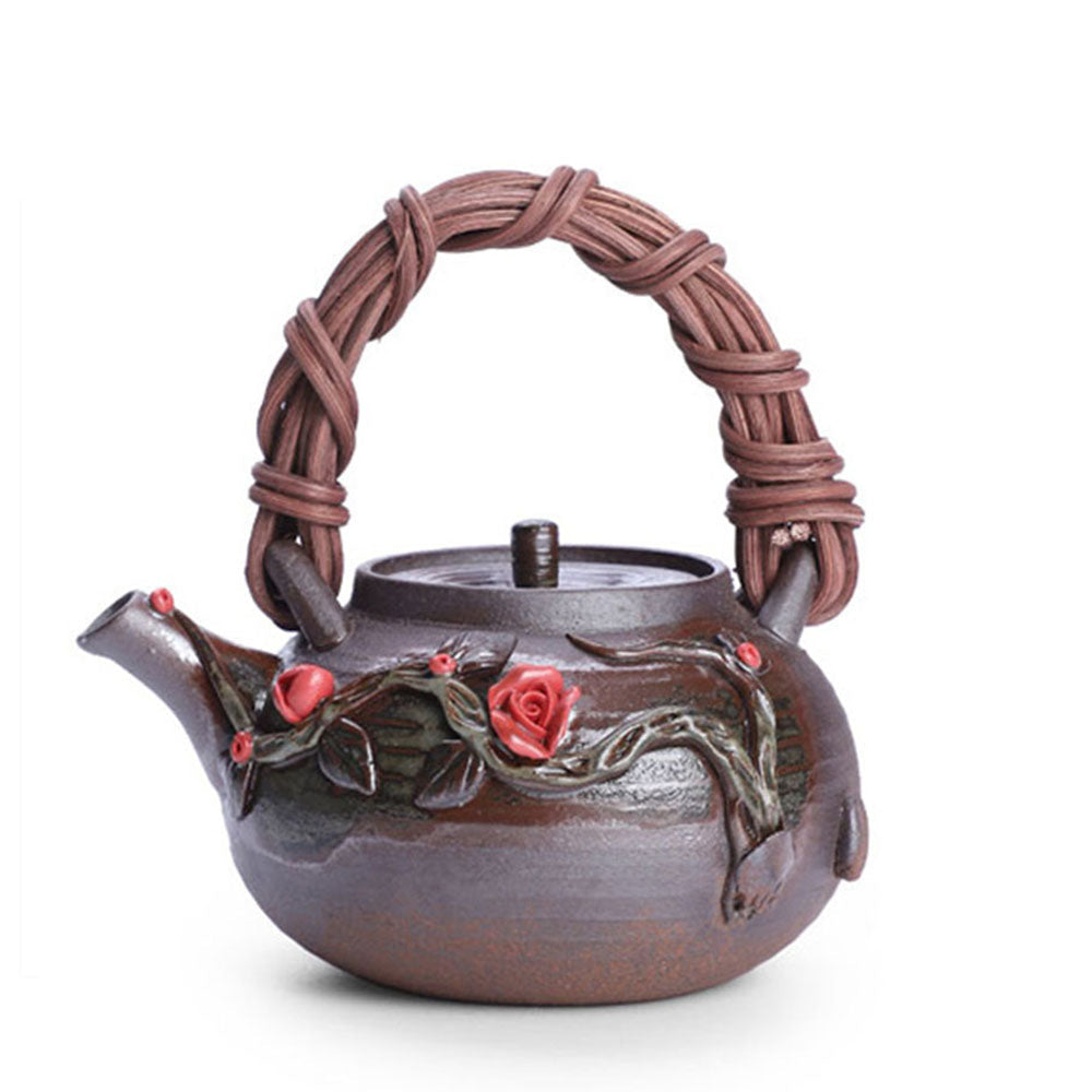 Rattan Weave Teapot Japanese Handmade Ceramic 200ml Gift