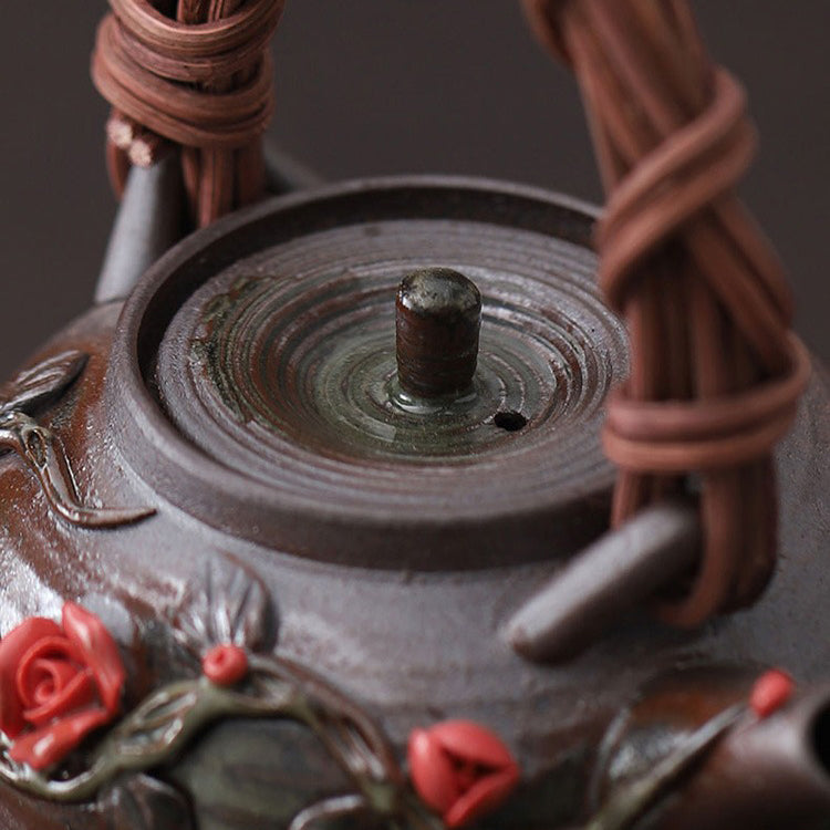 Rattan Weave Teapot Japanese Handmade Ceramic 200ml Gift