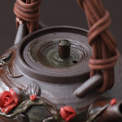 Rattan Weave Teapot Japanese Handmade Ceramic 200ml Gift
