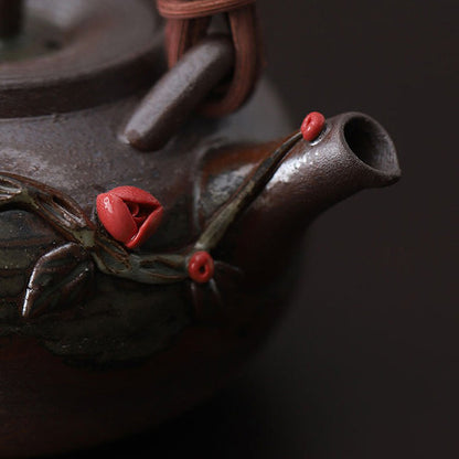 Rattan Weave Teapot Japanese Handmade Ceramic 200ml Gift
