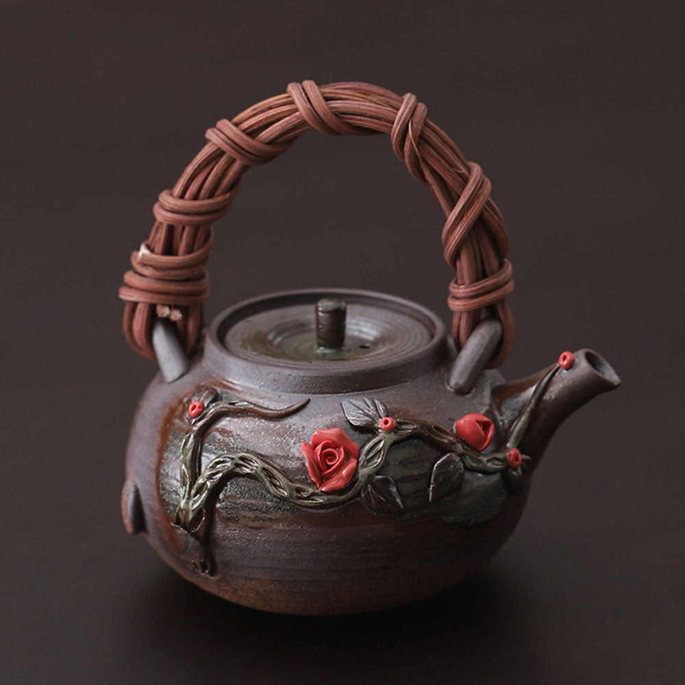 Rattan Weave Teapot Japanese Handmade Ceramic 200ml Gift
