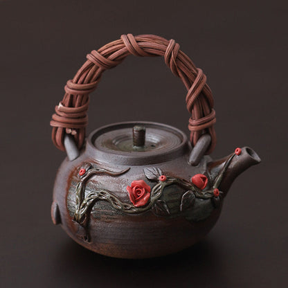 Rattan Weave Teapot Japanese Handmade Ceramic 200ml Gift