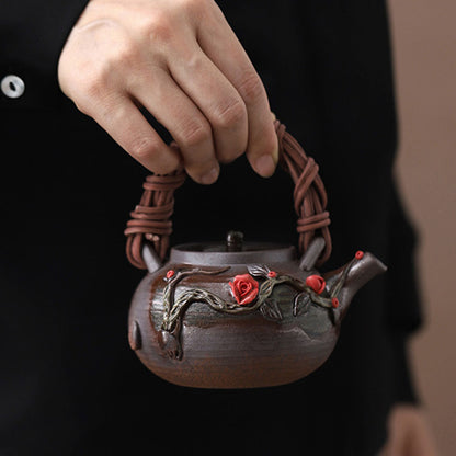 Rattan Weave Teapot Japanese Handmade Ceramic 200ml Gift