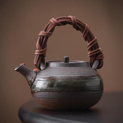 Rattan Weave Teapot Japanese Handmade Ceramic 200ml Gift