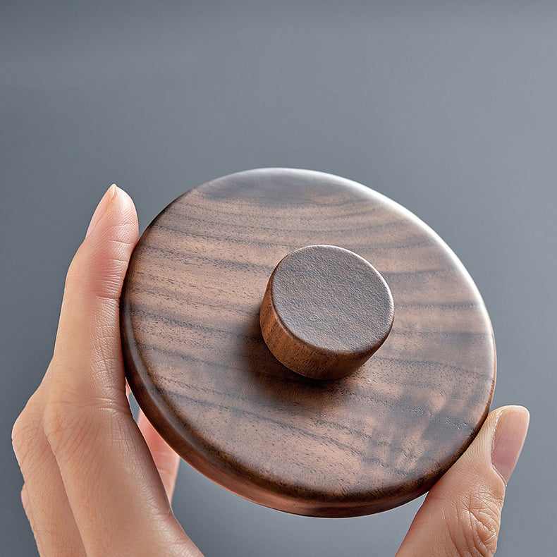 Glass Teapot Wood Handle Cat Claw Infuser Walnut Lid 500ml
