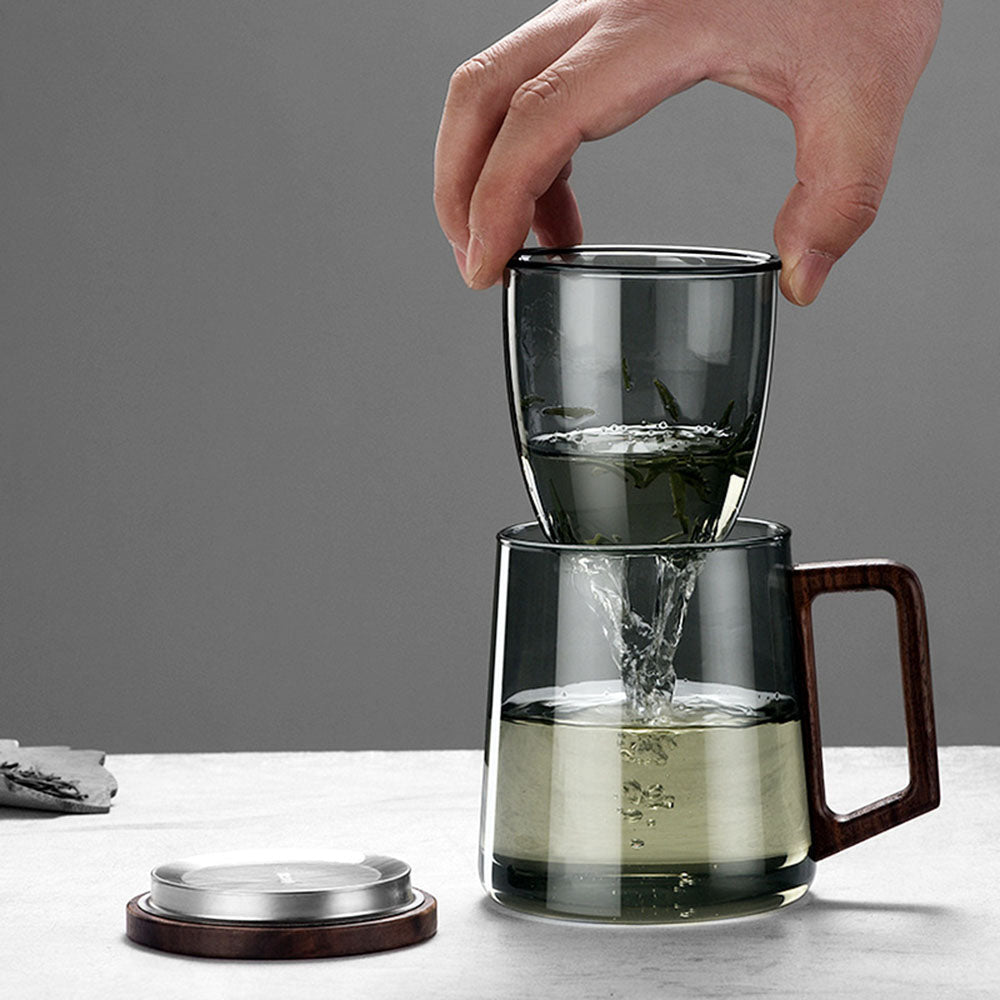 Glass Tea Cup with Infuser – Borosilicate Loose Leaf Mug