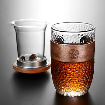 Borosilicate Glass Tea Cup with Wooden Lid 300ml