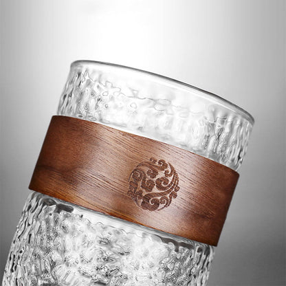 Borosilicate Glass Tea Cup with Wooden Lid 300ml