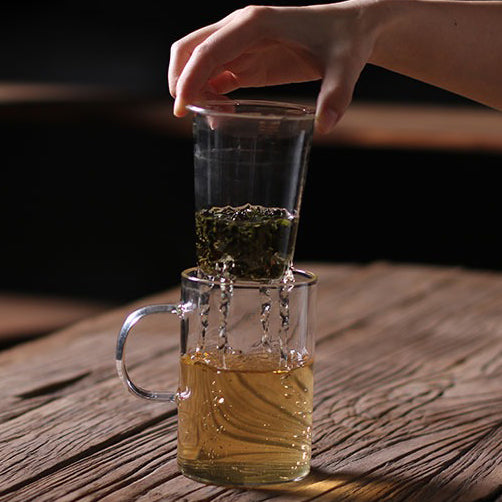Glass Tea Cup with Mountain Infuser Borosilicate