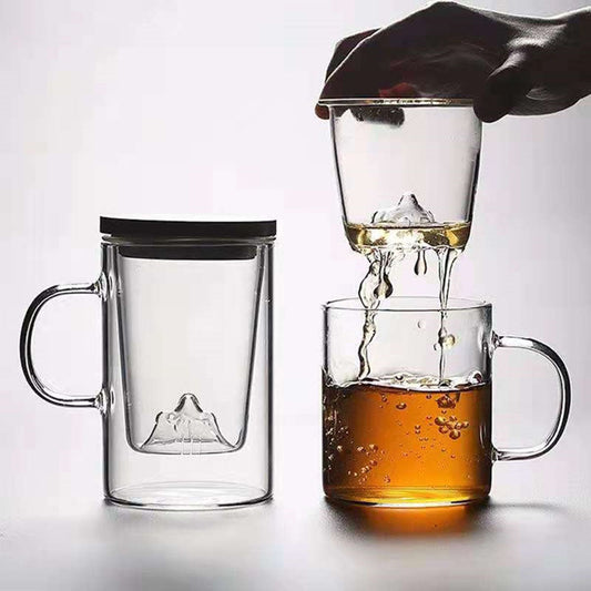 Glass Tea Cup with Mountain Infuser Borosilicate