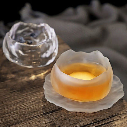 Glass Gongfu Tea Cup with Saucer Ice Block 50ml