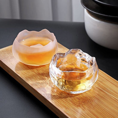 Glass Gongfu Tea Cup with Saucer Ice Block 50ml