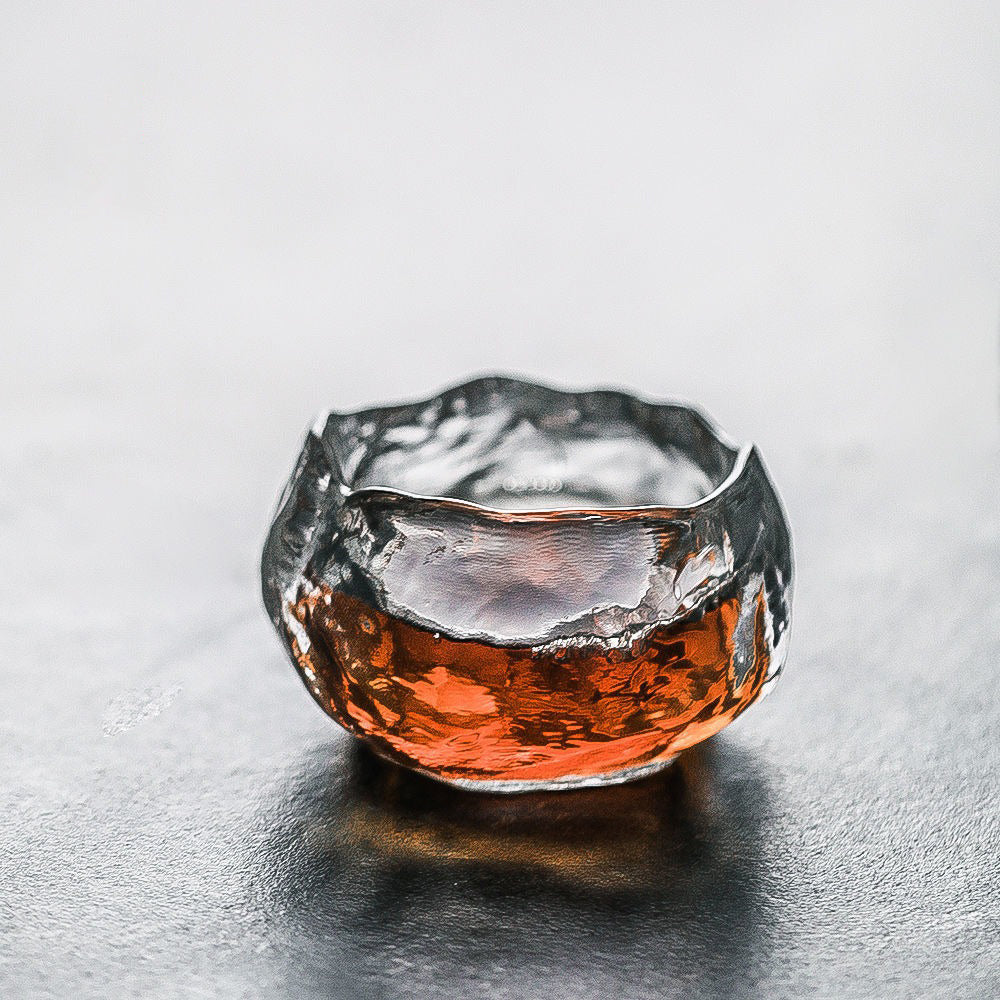 Glass Gongfu Tea Cup with Saucer Ice Block 50ml