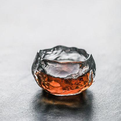 Glass Gongfu Tea Cup with Saucer Ice Block 50ml