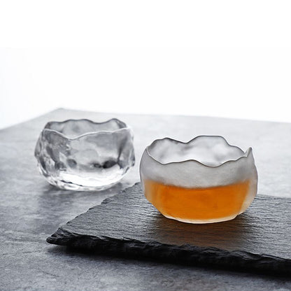Glass Gongfu Tea Cup with Saucer Ice Block 50ml