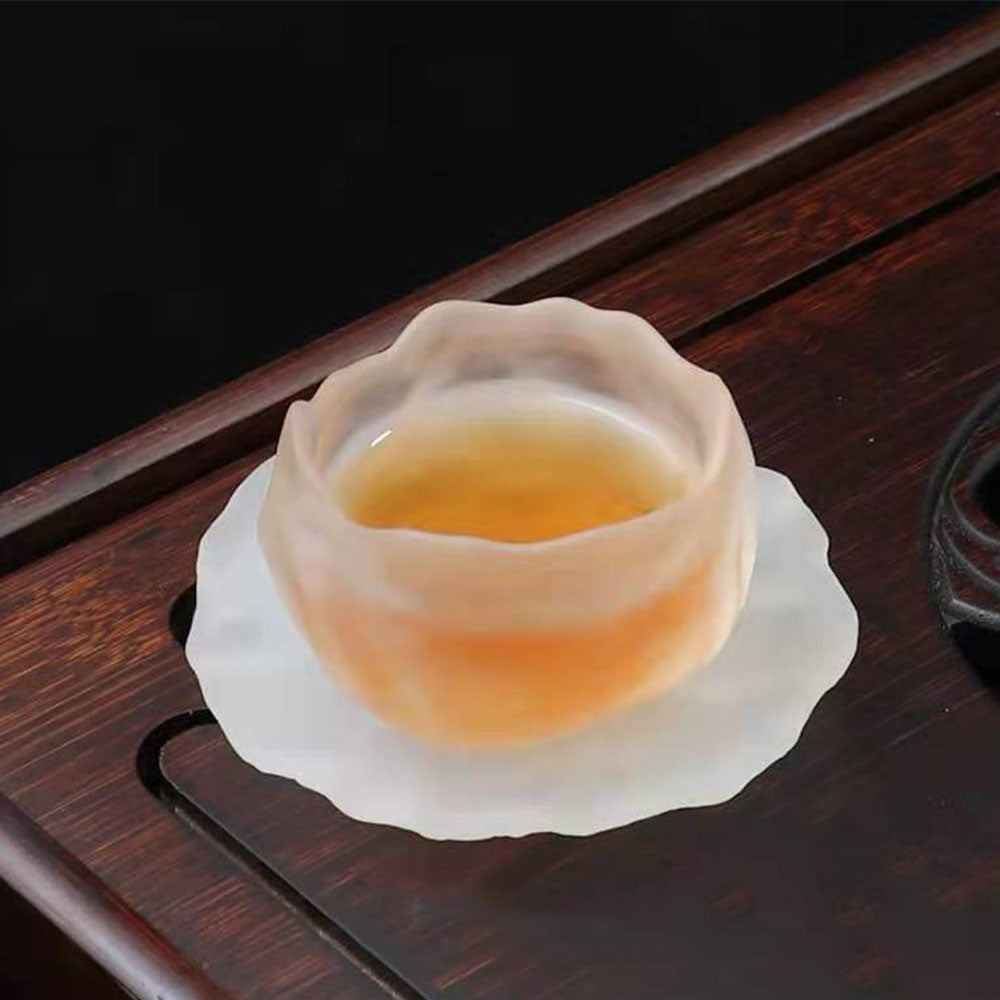 Glass Gongfu Tea Cup with Saucer Ice Block 50ml