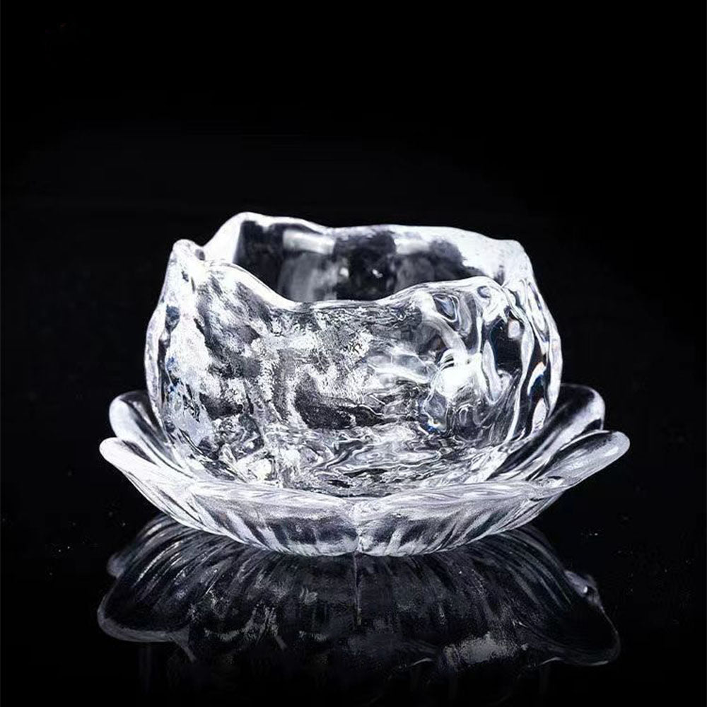 Glass Gongfu Tea Cup with Saucer Ice Block 50ml
