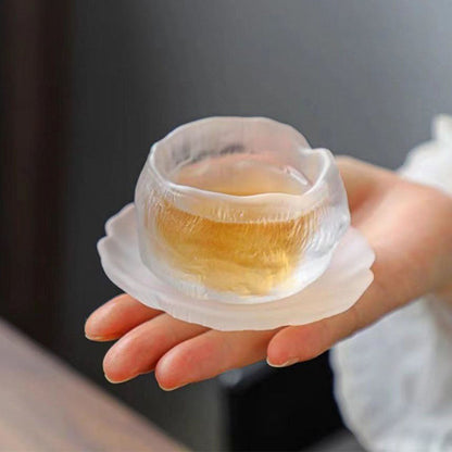 Glass Gongfu Tea Cup with Saucer Ice Block 50ml