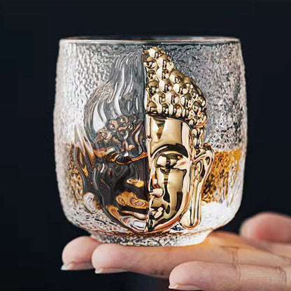 Borosilicate Glass Buddha Tea Cup 100ml | Golden Transparent
