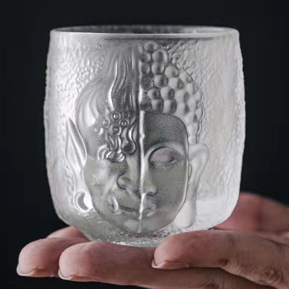 Borosilicate Glass Buddha Tea Cup 100ml | Golden Transparent